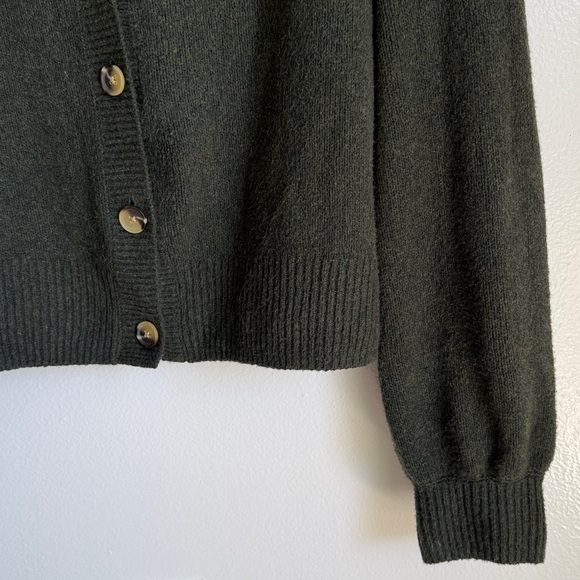 Gap Dark Green Button-Up Cardigan Sweater, V-Neck, Rib Trim, Size Medium - Picture 7 of 8